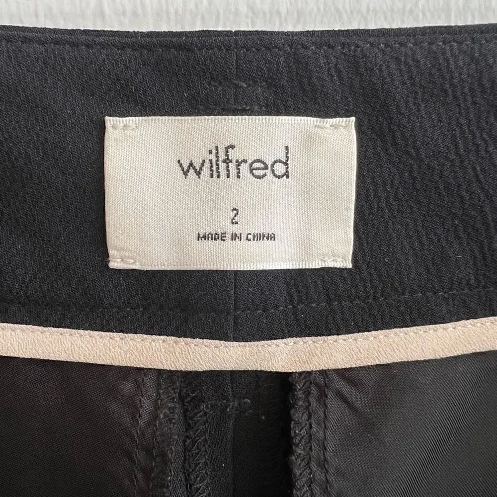 Aritzia Wilfred Tie-Front Black High Rise Ankle Pants Trousers Women’s Size 2